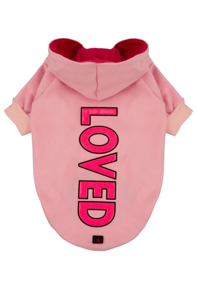 A40 Loved Pembe Kapüşonlu Köpek Sweatshirt XLarge