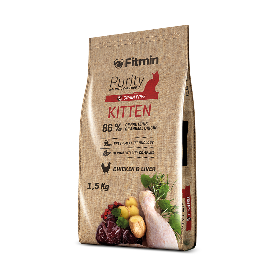 Fitmin Purity Kitten Tavuk ve Ciğerli Tahılsız Yavru Kedi Maması 1,5 Kg