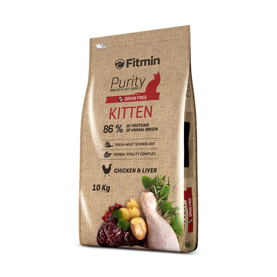 Fitmin Purity Kitten Tavuk ve Ciğerli Tahılsız Yavru Kedi Maması 10 Kg