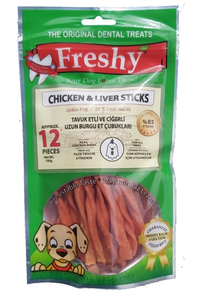 Freshy Tavuk Etli Burgu Çubuk Köpek Çiğneme Kemiği 100 Gr 