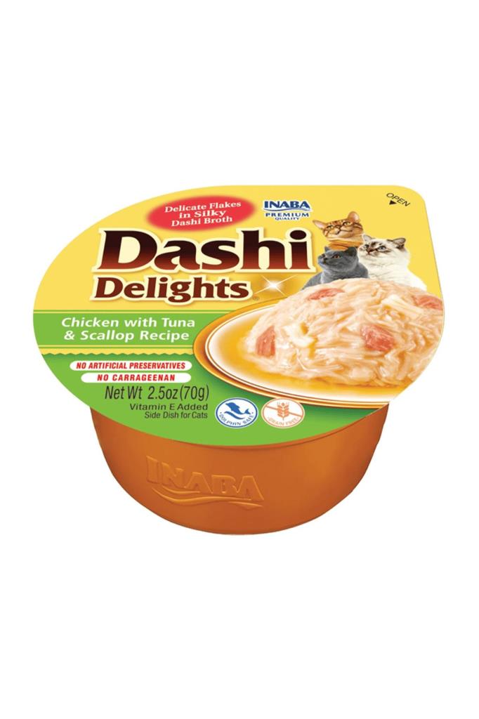 Inaba Ciao Dashi Deligths Tavuk Ton Balığı Deniz Taraklı Kedi Çorbası 70 Gr