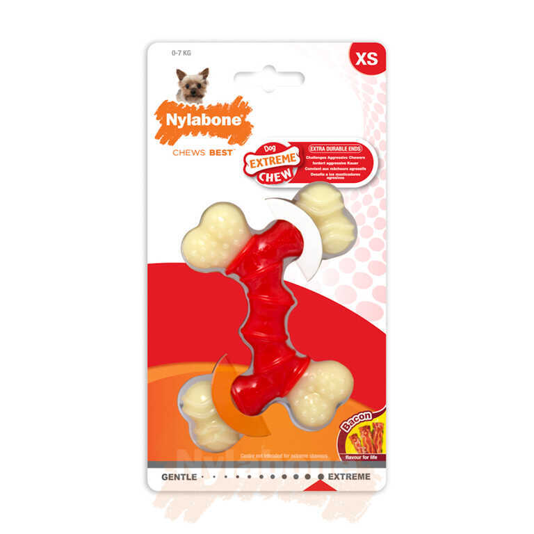 Nylabone Domuz Pastırması Aromalı Köpek Çiğneme Kemiği XSmall 11 Cm