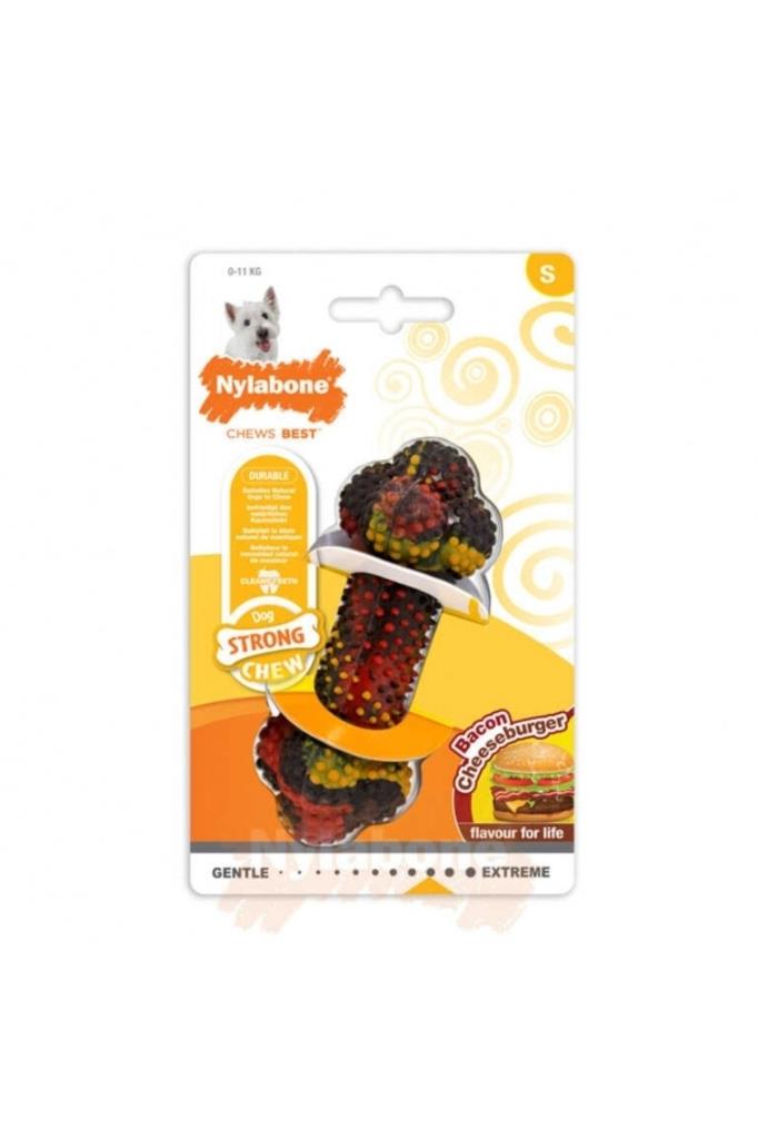 Nylabone Domuz Pastırması Ve Cheeseburger Aromalı Köpek Çiğneme Kemiği Small