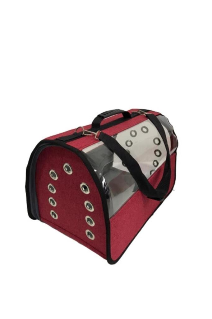 Pet Pretty Flybag Şeffaf Kedi Ve Köpek Taşıma Çantası Kırmızı 30x30x49 Cm Kırmızı