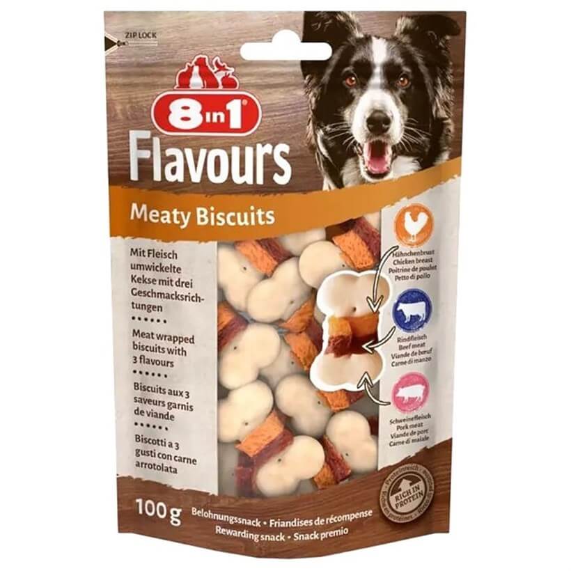 8in1 Flavours Meaty Biscuits Köpek Ödülü 85 Gr