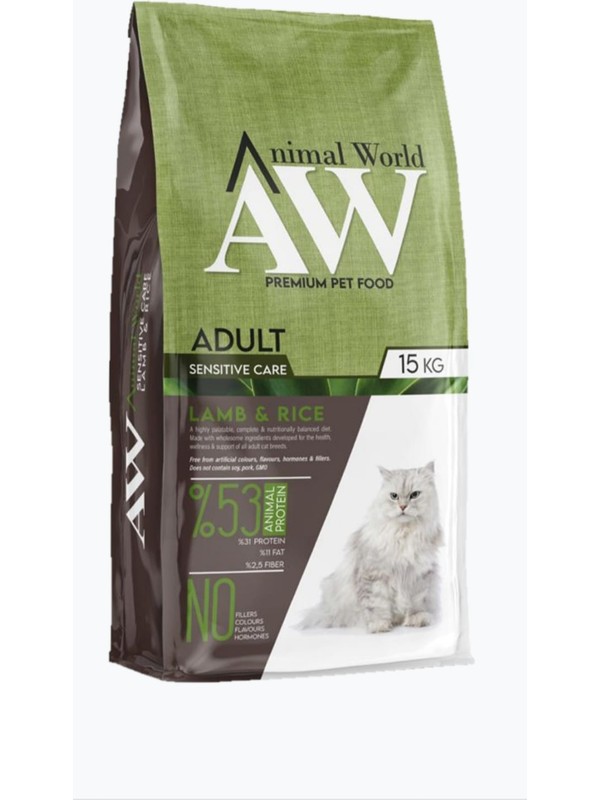 Animal World Sensitive Kuzu Etli Hassas Kedi Maması 15 kg