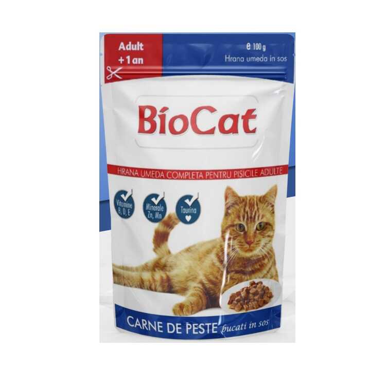 Biocat Balıklı Yetişkin Kedi Yaş Maması 100 Gr