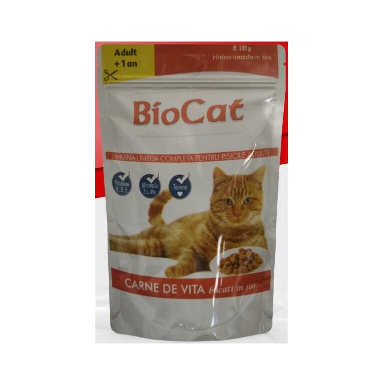 Biocat Biftekli Yetişkin Kedi Yaş Maması 100 Gr