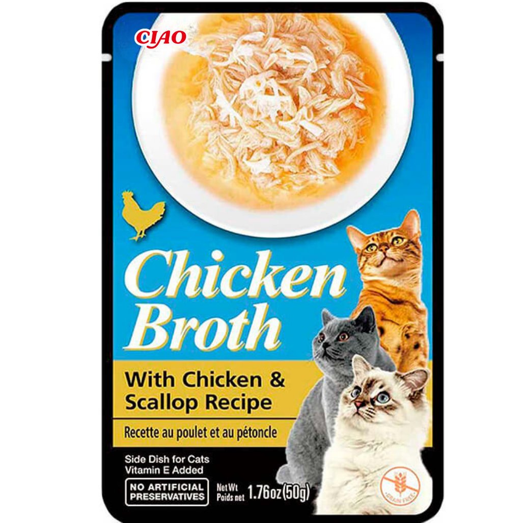 Ciao Chicken Broth Tavuk Sulu ve Deniz Taraklı Kedi Çorbası 50 Gr