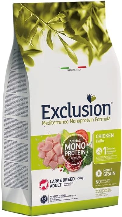 Exclusion Monoprotein Düşük Tahıllı Tavuklu Büyük Irk Yetişkin Köpek Maması 12 Kg