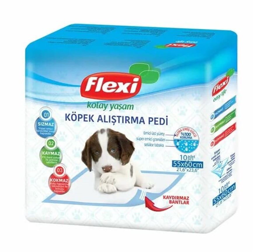 Flexi Ultra Emici Kaydırmaz Bantlı Köpek Çiş Alıştırma Pedi 55x60 Cm