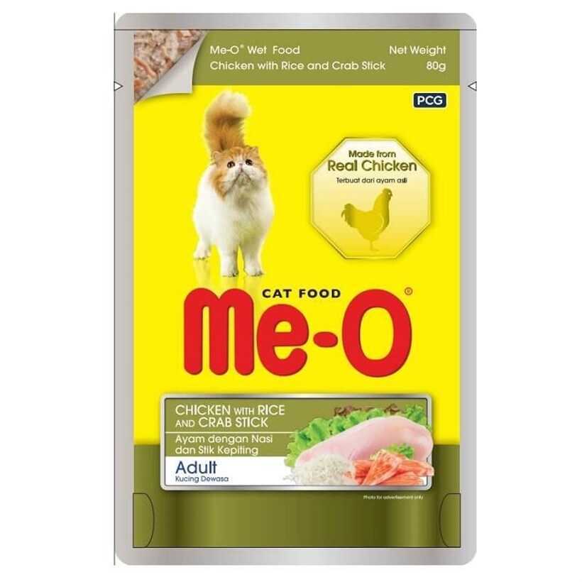 Me-O Pouch Tavuk Pirinç Yengeç Kedi Yaş Mama 80 Gr