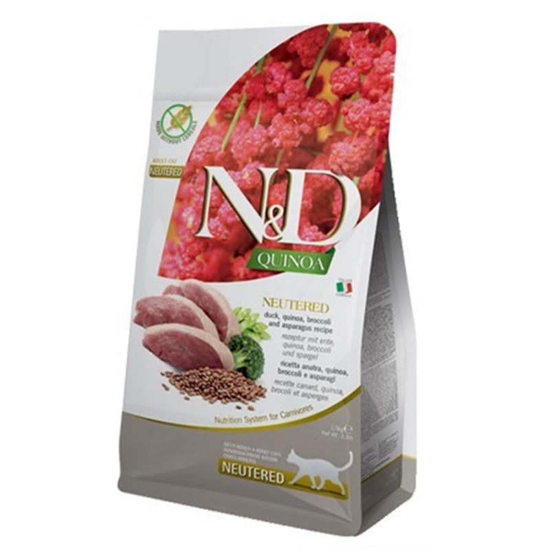 ND Quinoa Ördekli ve Brokolili Kısırlaştırılmış Kedi Maması 1.5 Kg