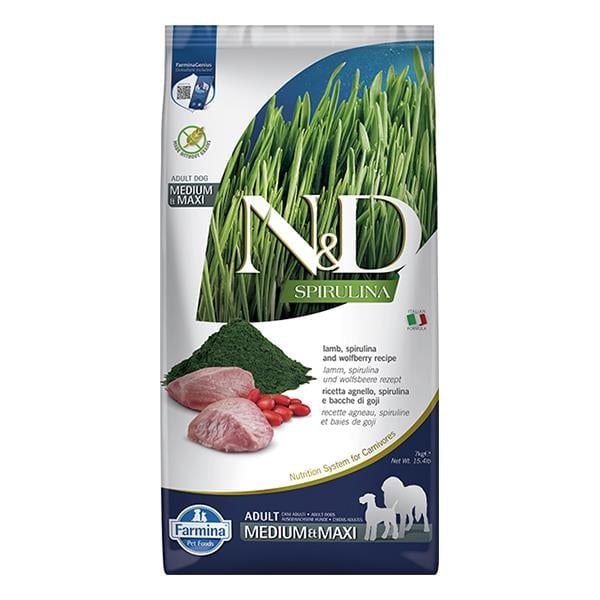 ND Spirulina Tahılsız Kuzu Etli Orta ve Büyük Irk Yetişkin Köpek Maması 2 Kg