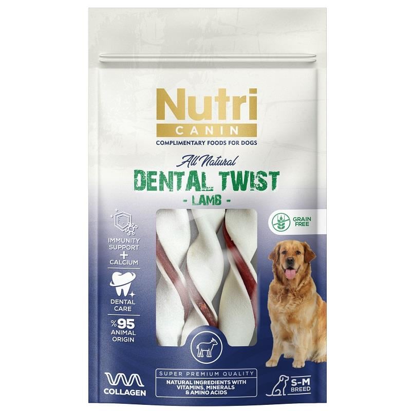 Nutri Canin Dental Twist Kuzulu Köpek Ödülü S-M 80 Gr