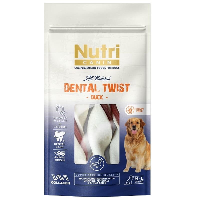 Nutri Canin Dental Twist Ördekli Köpek Ödülü M-L 120 Gr