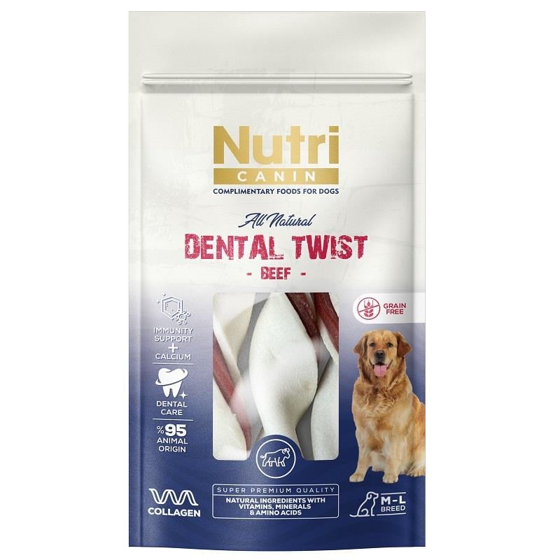 Nutri Canin Dental Twist Sığır Etli Köpek Ödülü M-L 120 Gr