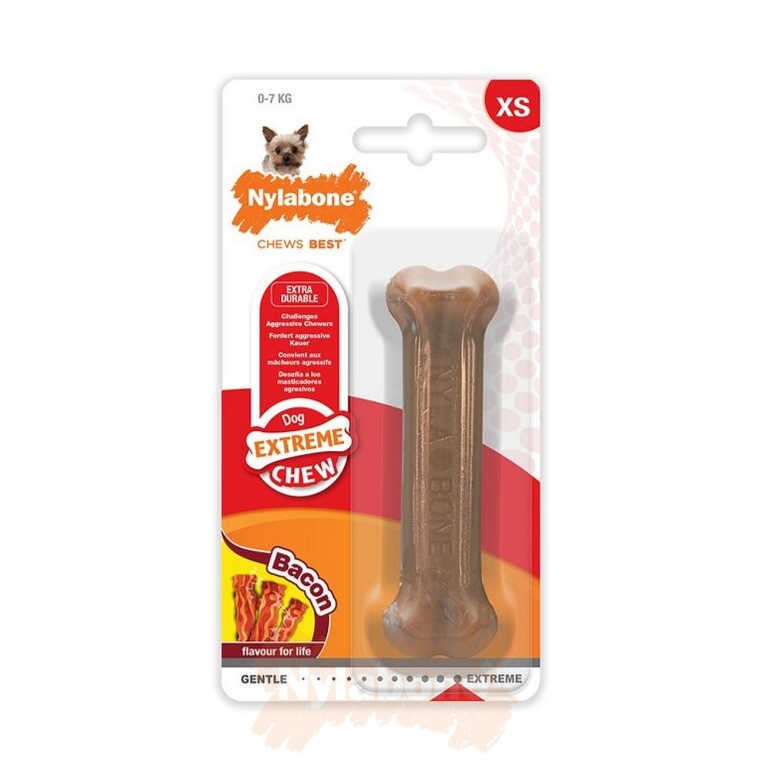 Nylabone Domuz Pastırması Aromalı Köpek Çiğneme Kemiği XSmall