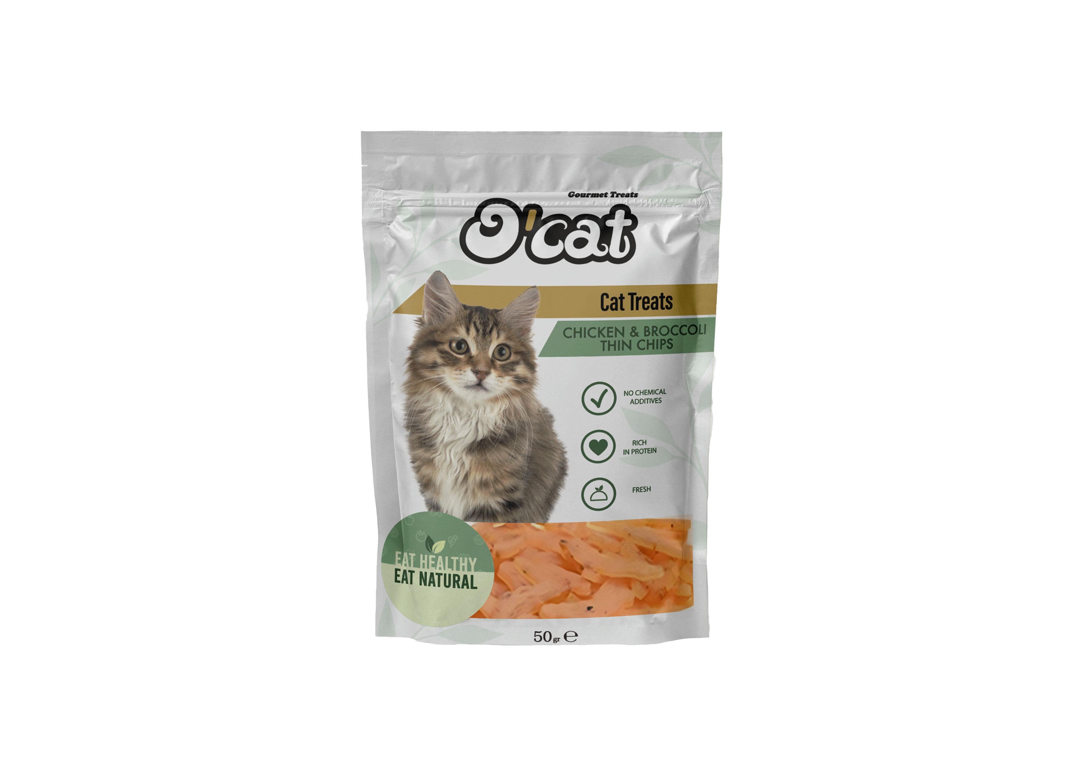 O Cat Tavuk ve Brokoli Cips Kedi Ödülü 50 Gr