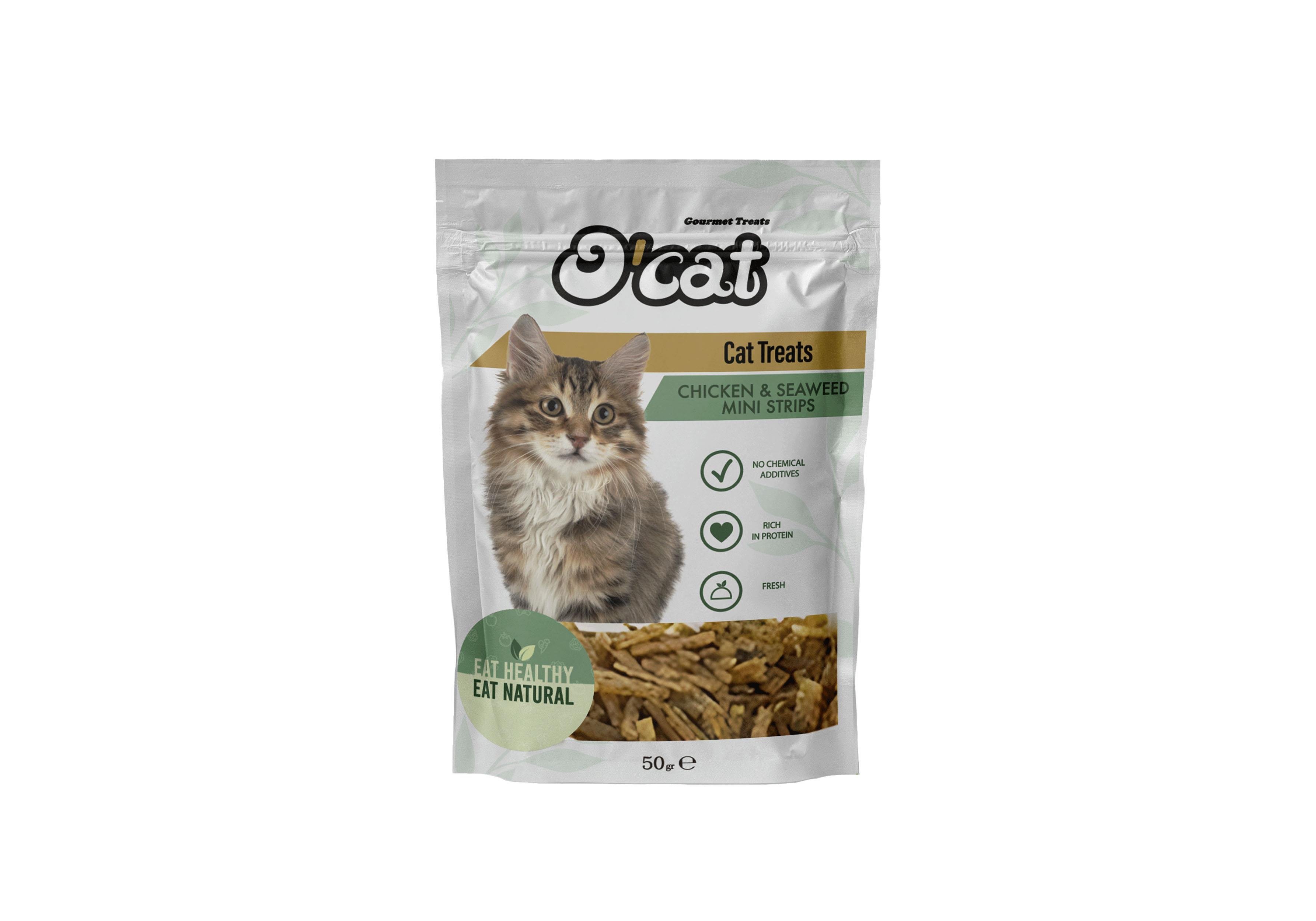 O Cat Tavuk ve Yosunlu Mini Çubuk Kedi Ödülü 50 Gr