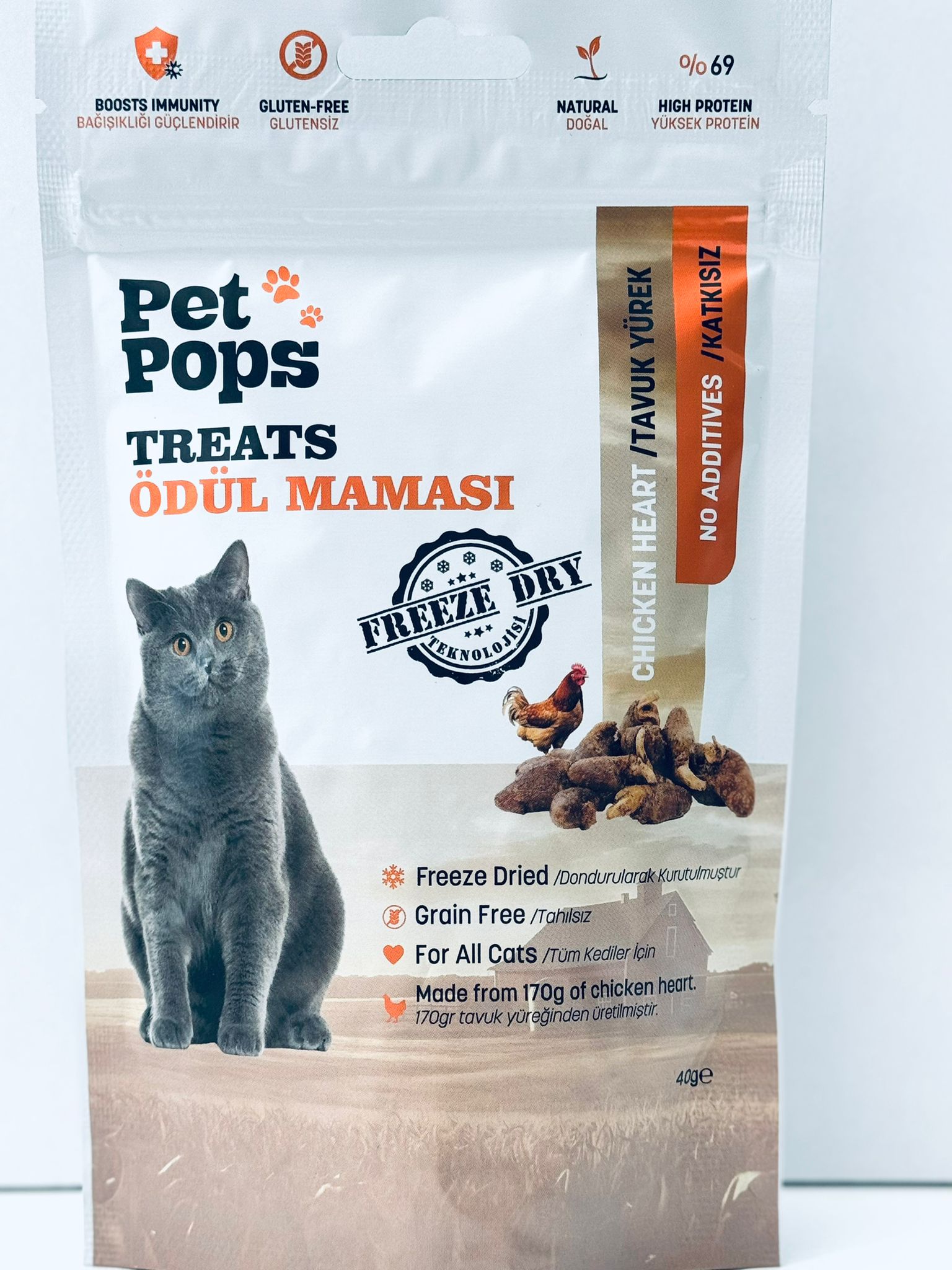 Pet Pops Treats Tavuk Yürek Kedi Ödül Maması 40 Gr