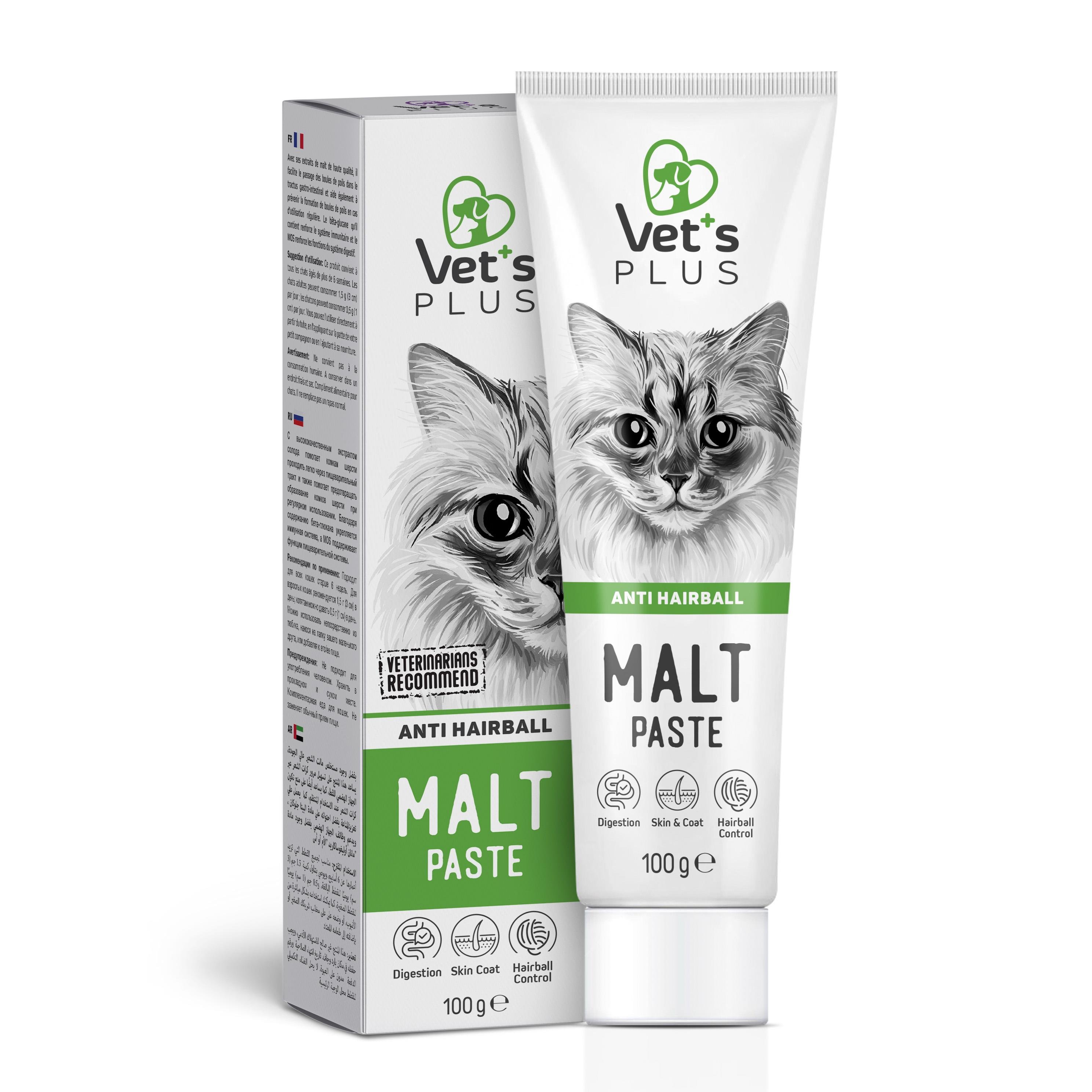 Vet's Plus Anti Hairball Tüy Yumağı Önleyici Malt Kedi Macunu 100 Gr